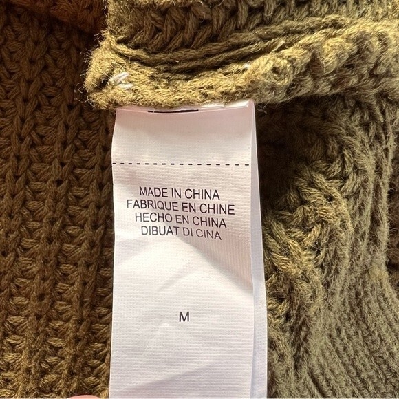 Lucky Brand Chunky Knit Sweater Cut Outs Olive Size M‎ - Picture 6 of 9